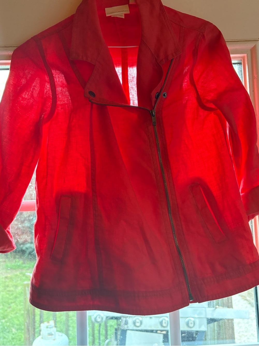 Lightweight coral/red Asymmetric Zip Jacket - Cynthia Rowley women’s small